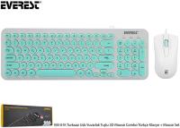 Everest KM-01K Beyaz Usb Yuvarlak Tuşlu 3D Mouse Combo Türkçe Klavye + Mouse Set - 1